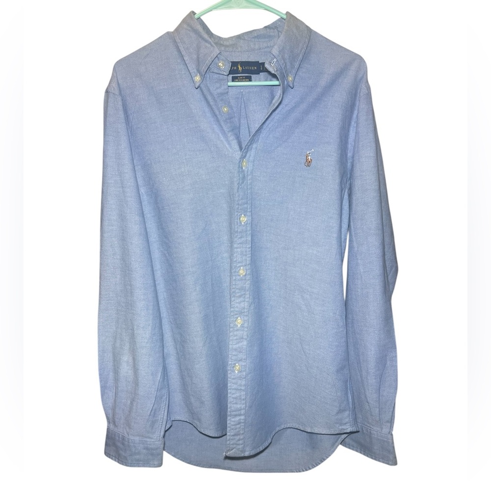 Polo Ralph Lauren Oxford Blue Slim Fit Men's Button Down Shirt Size L
